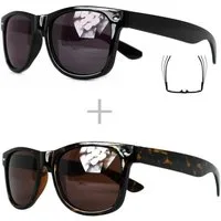 Rennec Sonnenbrille (Spar-Set Retro Sonnenbrillen 1x Schwarz Glanz und 1x Schildpatt Braun) Ovale Sonnenbrillen 1x Lila und 1x Braun Getönte Linsen