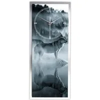 Kreative Feder Wanduhr "Wolf" 3D Designer Wanduhr aus Alu, leise (ohne Ticken, Quarz oder Funkuhrwerk, verschiedene Größen)