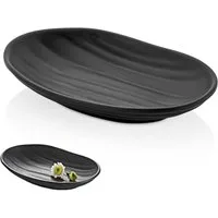 Holz Lichter Dekoschale Oval Organizer Schlüssel & Schmuckablage,Schwarz‑Matt,bruchsicher (2 St., 2er Set), Ovales, mattes Kunststoff-Tablett–vielfältig verwendbar, pflegeleicht