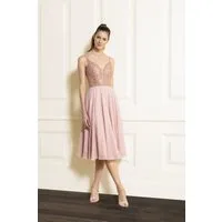 SWING Cocktailkleid - Cocktailkleid aus Materialmix Tiefer Auschnitt / Dekolleté