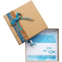 ZauberDeko Geschenkbox Geldgeschenk Fisch Blau Türkis Petrol Kommunion Konfirmation ISAAK