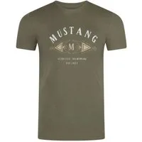 MUSTANG T-Shirt Herren Printshirt Regular Fit (1-tlg) Kurzarm Tee Shirt mit Rundhalsausschnitt aus 100% Baumwolle