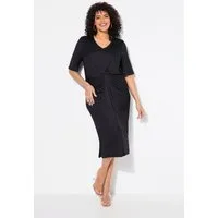 Ulla Popken Jerseykleid Jerseykleid drapiert V-Ausschnitt Halbarm