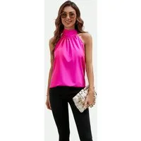 FS Collection Neckholdertop Damen Ärmelloses Neckholder-Top mit Bindeband am Rücken (S (UK 8–10 / EU 36–38) - M (UK 12 / EU 40) - L (UK 14 / EU 42) - XL (UK 16 / EU 44), 8 Farben: Schwarz, Waldgrün,LeafGreen, LeoBraun, LeoBeige, AzurBlau) leicht, wei