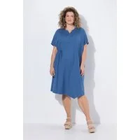 Ulla Popken Midikleid Midikleid Tunika-Ausschnitt Halbarm Biobaumwolle