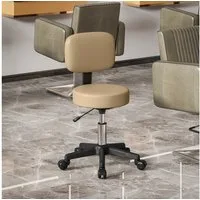 HOMCOM Rollsitz Rollhocker höhenverstellbar mit Rückenlehne (Bürohocker, 1 St., Arbeitshocker), für Büro Salon Massage Spa Hellbraun