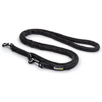 lionto Hundeleine 3-fach verstellbar, Multifunktionsleine 200 cm, Nylon (mit 2 Edelstahlkarabinern, 1-tlg., schwarz), reflektierend