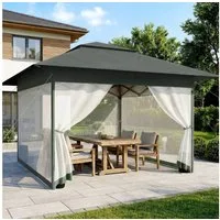 Huracan Faltpavillon 3,6x3,6 Höhenverstellbar Gartenpavillon, mit 4 Seitenteilen, mit 4 Moskitonetz Seitenteilen und Sandsäcke, Pop Up Pavillon