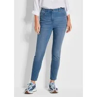 GOLDNER 7/8-Hose Kurzgröße: Slim Fit Jeans BELLA mit Dehnbund Elegante Damenhose mit Formbund und dekorativem Details