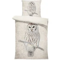 One Home Bettwäsche Dolia, Fleece, 2 teilig, Eule Natur, kuschelig flauschig warm weich Winter