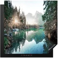 MuchoWow Herd-Abdeckplatte Natur - Bäume - Berge - See, Vinyl, (1 tlg), Cerankochfeld Abdeckung, Herd Abdeckplatten Vinyl, 58x59 cm