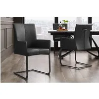 riess-ambiente Esszimmerstuhl SAMSON schwarz · Schwingstuhl mit Echtleder-Bezug (Einzelartikel, 1 St), Esszimmer · mit Armlehnen & Metallrahmen · bis 120kg belastbar