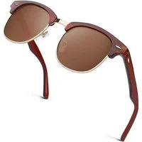 LuxusKollektion Retrosonnenbrille Sonnenbrille Halbrahmen Horn Polarisiert Herren Damen 1 Braun Braun