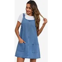 Imily Bela Jeanskleid Ärmellose Kleid mit Rundhals (Packung, 1-tlg., 1per-Pack) mit Eingrifftaschen