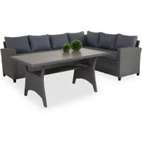 Outdoor Gartenlounge-Set Lounge Outdoor TAMPA 3-tlg. grau Lounge Gruppe Essplatzlounge
