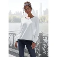 Vivance V-Ausschnitt-Pullover mit Kontrastkanten, Basic-Pullover aus weichem Feinstrick, casual