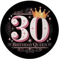 speecheese Magnet 30 mit Krone Magnet rund mit Spruch Birthday Queen