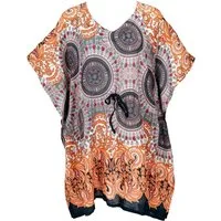 Guru-Shop Longbluse Poncho, Mandala Tunika, Boho Kaftan, Kurzarm.. alternative Bekleidung