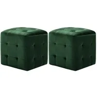 vidaXL Polsterhocker Pouf 2 Stk. Grün 30x30x30 cm Samtstoff (1 St)