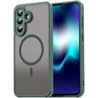 Wigento Handyhülle MagSafe für Samsung Galaxy A57 5G TPU Hybrid Kameraschutz Matt Grün 6,7 Zoll, MagSafe-kompatibel, frosted Design, stoßfest