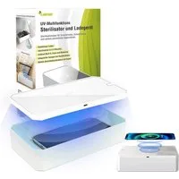 Leicke Ultraschallreiniger UV Desinfektionsbox Sterilisator Licht mit Induktionsladegerät, tragbares Desinfektionsgerät QI induktive LadestationUVReinigungsgerät