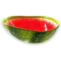 Lashuma Salatschüssel Melone, Keramik, (1-tlg), Handbemalte Servierschale in Melonen Optik Ø 25 cm