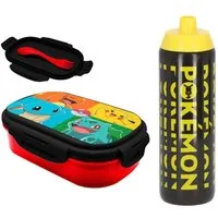 POKÉMON Lunchbox Pokemon Pikachu Kinder 3 tlg. Set Brotdose Gabel Löffel Trinkflasche, Kunststoff, (3-tlg), 700 ml