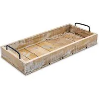 Spetebo Dekotablett Holz Deko Tablett Used Look mit Griffen aus Metall - 45 x 20 cm (Stück, 1 St., Dekoratives Tablett), Servier und Kerzen Brett rechteckig