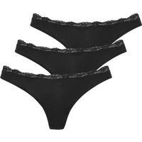 LASCANA String (3er-Pack) aus elastischer Baumwolle mit zarter Spitze