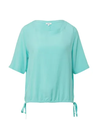 s.Oliver Red Label - Gemustertes Shirt im O-Shape mit Tunnelzug am Saum blau - Gr. - 34