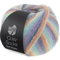 LANA GROSSA Meilenweit 100 g COSY SOCKS MULTI STRIPES Häkelwolle, 400 m (Flauschige Sockenwolle mit Merinowolle mit besonderem Druckeffekt, waschmaschinenfest), 100 g
