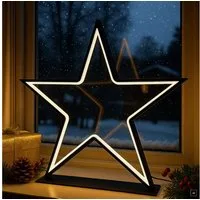 abc HOME LED Stern Fensterdeko, LEDs, Metall, schwarz, elektrisch, Mit Dimmerfunktion, Schutzklasse IP55, LED fest integriert, Warmweiß