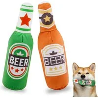FELIXLEO Tierkuscheltier 2 Stück Quietschendes Hundespielzeug Bierflasche Plüsch, (1-tlg)