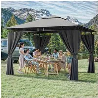 HOMALL Pavillon Winddicht und Wasserdicht, 300x300/300x400cm Pavillon für 4-8 Personen, mit 4 Seitenteilen, (mit LED-Beleuchtung(Akkus: 1 St) und ohne LED-Beleuchtung(Akkus: 0 St) 180G-PU-Polyester Abnehmbare Seitenwände), Patio Pavillon Für Garten, 