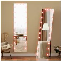 HOMCOM Standspiegel mit 21 Glühbirnen, 7 Lichtfarbe, Touch-Schalter, Memory-Funktion (Stehspiegel, 1-St., Wandspiegel), für Wohnzimmer, Schlafzimmer, Transparent