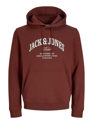 JACK&JONES - JJEDENVER LOGO SWEAT HOOD SN Fired Brick - Gr. - L