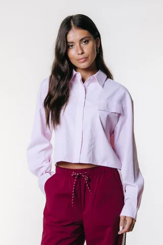 Colourful Rebel - Febe Striped Cropped Blouse soft pink - Gr. - XS