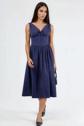 V-Ausschnitt Midi-Kleid mit Schleifendetail