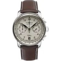 ZEPPELIN Chronograph 100 Jahre 7674-6, Quarzuhr, Armbanduhr, Herrenuhr, Made in Germany, Lederarmband