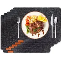 wortek Platzset Tischset 4-teilig Platzset aus Filz Platzdeckchen, (Set, 4-St., 4), waschbare Tisch-Untersetzer Teller-Untersetzer (44 x 32 cm)