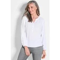 GOLDNER Schlupfbluse Elegante Viskosebluse mit V-Ausschnitt Luftige Bluse mit Fältchen, Knopfleiste und Langarm