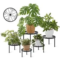 Bamworld Blumenständer 5er-Set Rostfreier Metall-Pflanzenständer, Blumenhocker, 29cm/27cm/25cm/23cm/21cm Ø, Innen/Außen-Einsatz