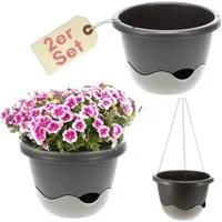 GarPet Blumentopf 2er Set Hängetopf für Pflanzen Blumenampel Outdoor Wasserspeicher 30cm