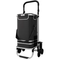 24Move Einkaufstrolley Einkaufstrolley mit 55L, 3in1 Sackkarre und Tasche, klappbar, Sternrad, Handwagen inkl. Kühlfach