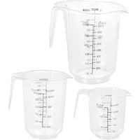 Spetebo Messbecher Kunststoff Messbecher 3er Set - 0,25 / 0,5 / 1 L, Kunststoff, (Set, 3-St., 3er Set), stapelbare Messkannen