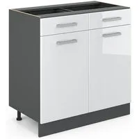 Vicco Unterschrank R-Line, Weiß Hochglanz/Anthrazit, 80 cm ohne Arbeitsplatte (1-St)