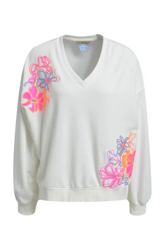 Smith&Soul - Oversize Sweatshirt Sequin Embroidery offwhite - Gr. - XXL