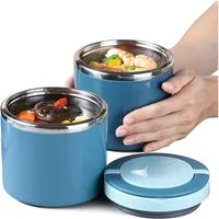 FELIXLEO Thermobehälter Thermobehälter 1000ml Edelstahl mit Löffel für Essen Warmhaltebox, (3-tlg)