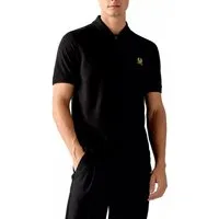 Belstaff Poloshirt Herren Retro Patch Regular Comfort Fit Baumwollpiqué Gestickter Phönix-Aufnäher, Rippkragen und bündchen
