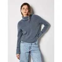 Apricot Rollkragenpullover Rollkragenpullover mit Rippstrick und Stonewashed-Effekt